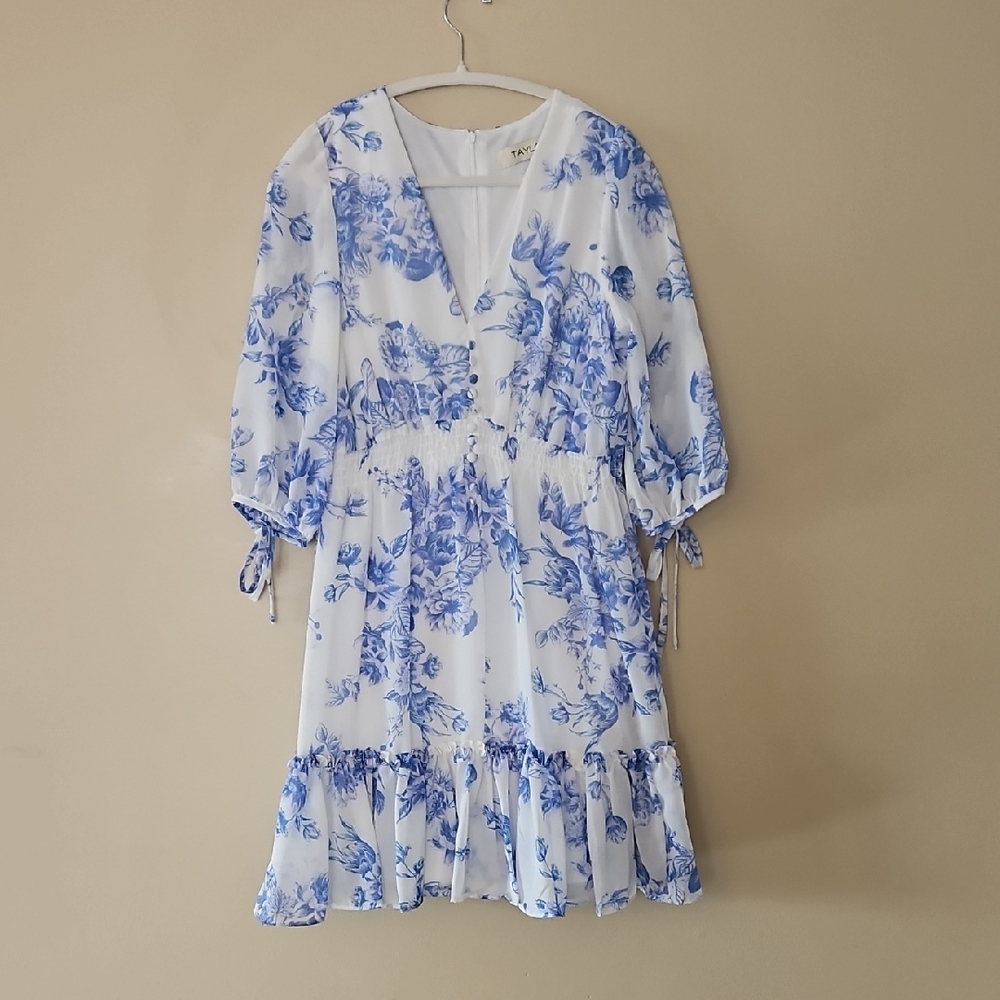 Taylor Sz 10 Blue and White Floral Dress
